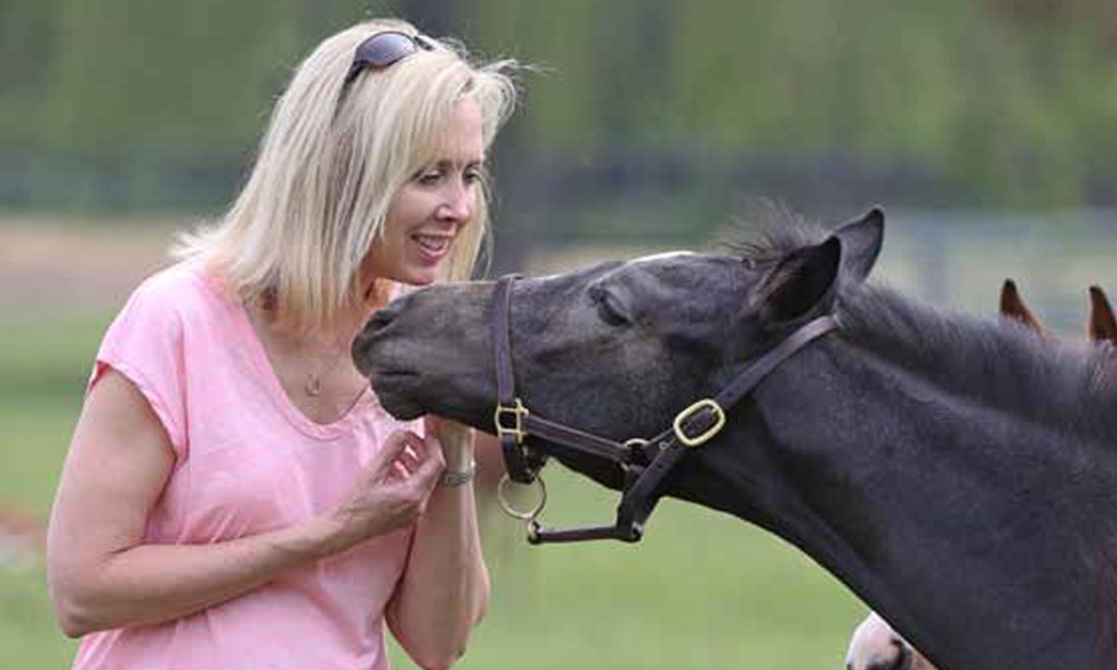 Arika Everatt-Meeuse greets a yearling at Shannondoe Farm